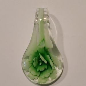 Glass pendant w/ green rose